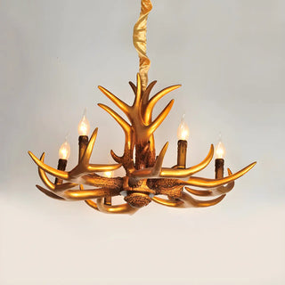ZOWALA - Traditional Gold Resin Antler Chandelier Image - 3