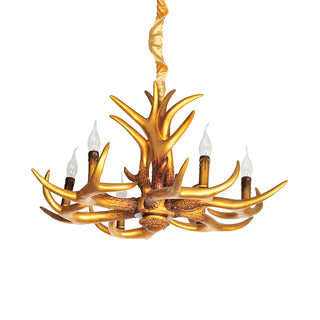 ZOWALA - Traditional Gold Resin Antler Chandelier Image - 4