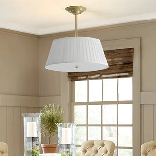ZOWALA - White Drum Traditional Fabric Chandelier Image - 1