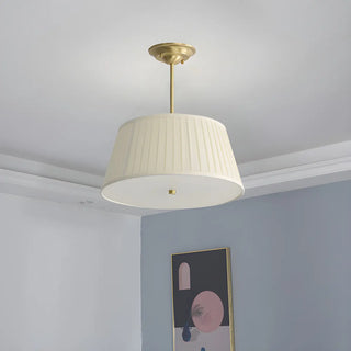 ZOWALA - White Drum Traditional Fabric Chandelier Image - 2