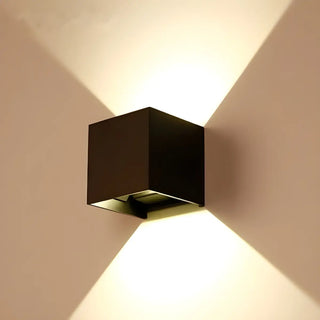 Trendy Cube Metal Wall Light Exterior Black 2 Lights Image - 1