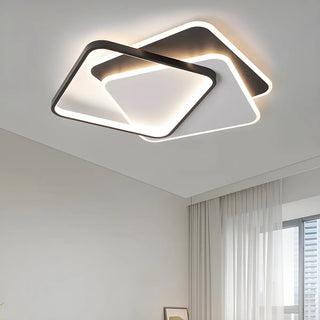 Trendy Black Triple Square LED Flush Mount Ceiling Lamp Zawala Image - 1