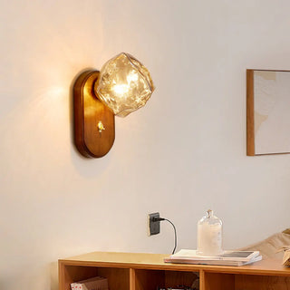 ZOWALA - Modern Wood Clear Glass Wall Light Image - 1