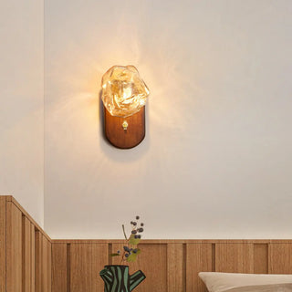 ZOWALA - Modern Wood Clear Glass Wall Light Image - 2