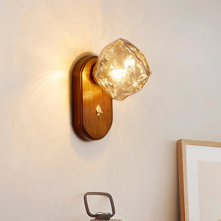 ZOWALA - Modern Wood Clear Glass Wall Light Image - 3