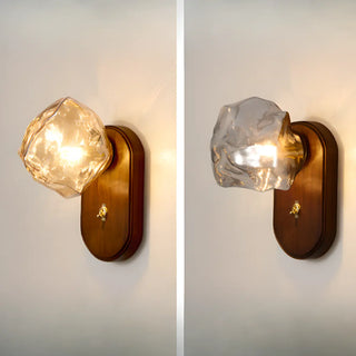 ZOWALA - Modern Wood Clear Glass Wall Light Image - 8