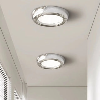 Trendy Circular Chrome LED Flush Mount Ceiling Light Zawala Image - 1