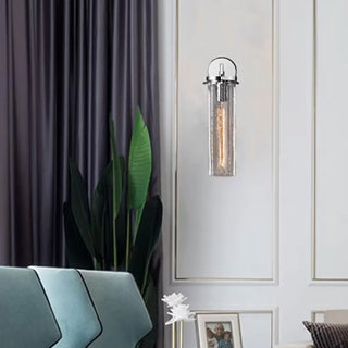 Contemporary Chrome Glass Cylinder Wall Sconce Zawala Image - 1