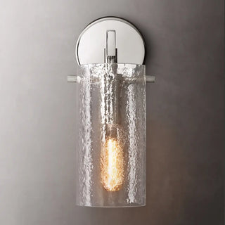 Contemporary Chrome Glass Cylinder Wall Sconce Zawala Image - 12