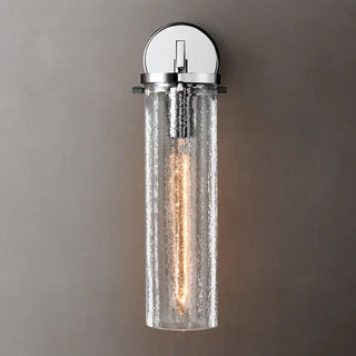 Contemporary Chrome Glass Cylinder Wall Sconce Zawala Image - 13