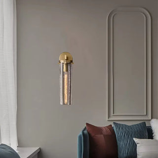 Contemporary Chrome Glass Cylinder Wall Sconce Zawala Image - 2