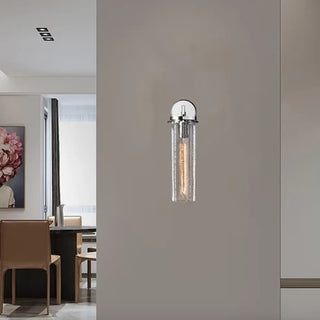 Contemporary Chrome Glass Cylinder Wall Sconce Zawala Image - 3