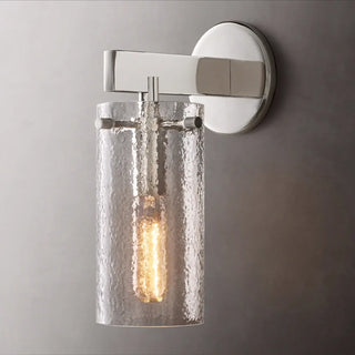Contemporary Chrome Glass Cylinder Wall Sconce Zawala Image - 6