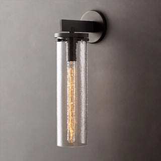 Contemporary Chrome Glass Cylinder Wall Sconce Zawala Image - 7