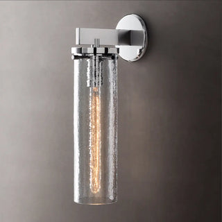Contemporary Chrome Glass Cylinder Wall Sconce Zawala Image - 9