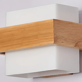 Trendy Square Wood and Glass Bedroom Wall Sconce Zawala Image - 10