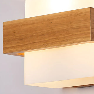 Trendy Square Wood and Glass Bedroom Wall Sconce Zawala Image - 11