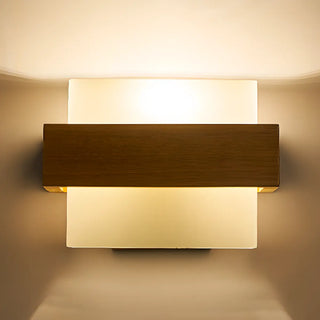 Trendy Square Wood and Glass Bedroom Wall Sconce Zawala Image - 9
