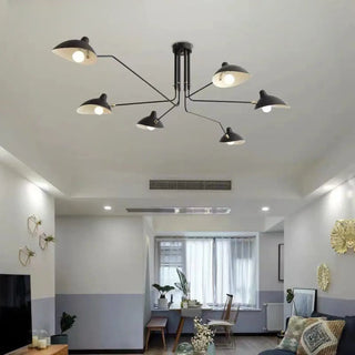 ZOWALA - Spider Long Arm Black Iron 3-Light Living Room Chandelier Image - 1