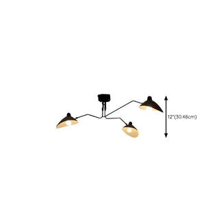 ZOWALA - Spider Long Arm Black Iron 3-Light Living Room Chandelier Image - 18