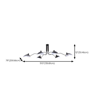ZOWALA - Spider Long Arm Black Iron 3-Light Living Room Chandelier Image - 19