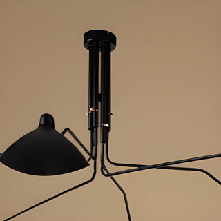 ZOWALA - Spider Long Arm Black Iron 3-Light Living Room Chandelier Image - 7