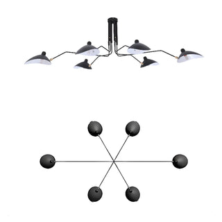 ZOWALA - Spider Long Arm Black Iron 3-Light Living Room Chandelier Image - 8
