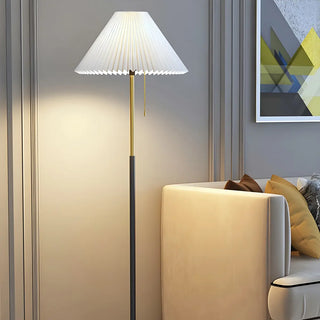 Trendy Fabric Cone Shade Floor Lamp with Pull Chain Zawala Image - 1