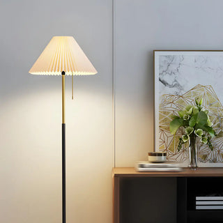 Trendy Fabric Cone Shade Floor Lamp with Pull Chain Zawala Image - 9