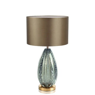 Trendy Teardrop Glass Base Geometric Fabric Table Lamp Zawala Image - 9