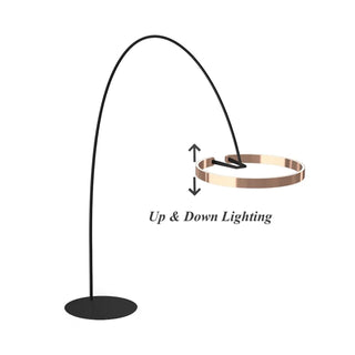 Trendy Modern Gold Circle and Arc Metal Floor Lamp Zawala Image - 3