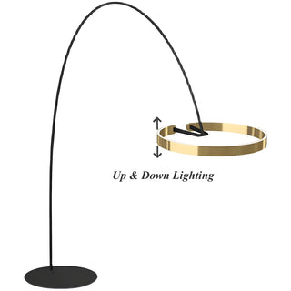 Trendy Modern Gold Circle and Arc Metal Floor Lamp Zawala Image - 4
