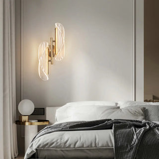 Exquisite Gold Metal Wavy LED Acrylic Wall Sconce Zawala Image - 1