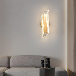 Exquisite Gold Metal Wavy LED Acrylic Wall Sconce Zawala Image - 2