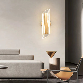 Exquisite Gold Metal Wavy LED Acrylic Wall Sconce Zawala Image - 3