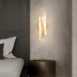 Exquisite Gold Metal Wavy LED Acrylic Wall Sconce Zawala Image - 4