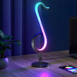 Trendy Music Note Black Metal Finish LED Table Lamp Zawala Image - 1