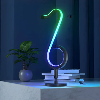 Trendy Music Note Black Metal Finish LED Table Lamp Zawala Image - 2