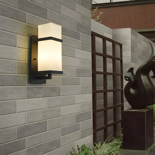 ZOWALA - Trendy Cuboid White Glass Metal Outdoor Wall Light Image - 1