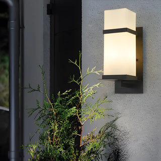 ZOWALA - Trendy Cuboid White Glass Metal Outdoor Wall Light Image - 12