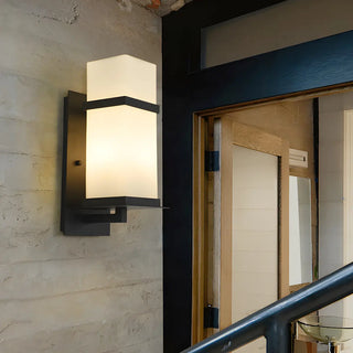 ZOWALA - Trendy Cuboid White Glass Metal Outdoor Wall Light Image - 13