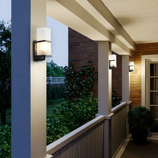 ZOWALA - Trendy Cuboid White Glass Metal Outdoor Wall Light Image - 14