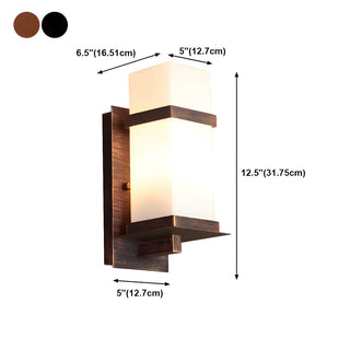 ZOWALA - Trendy Cuboid White Glass Metal Outdoor Wall Light #size