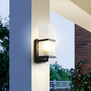 ZOWALA - Trendy Cuboid White Glass Metal Outdoor Wall Light Image - 5