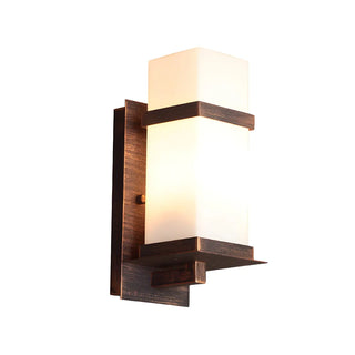 ZOWALA - Trendy Cuboid White Glass Metal Outdoor Wall Light Image - 6