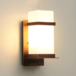 ZOWALA - Trendy Cuboid White Glass Metal Outdoor Wall Light Image - 7