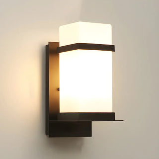 ZOWALA - Trendy Cuboid White Glass Metal Outdoor Wall Light Image - 8