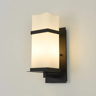 ZOWALA - Trendy Cuboid White Glass Metal Outdoor Wall Light Image - 9