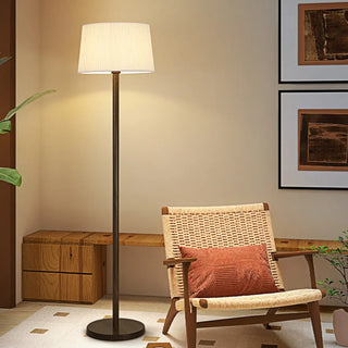 Trendy White Cylinder Walnut Metal Floor Lamp Zawala Image - 1