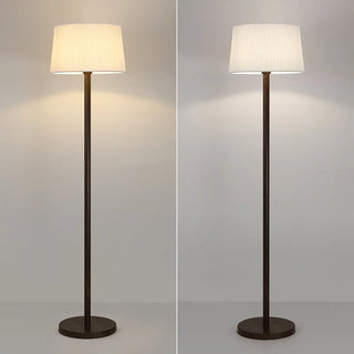 Trendy White Cylinder Walnut Metal Floor Lamp Zawala Image - 6